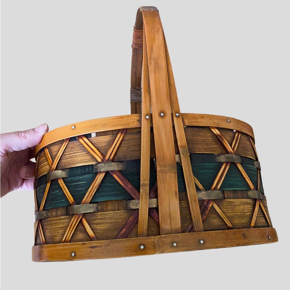 Vintage wood weave basket